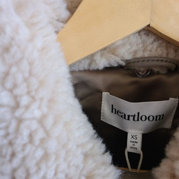 Anthropologie Heartloom Pia Jacket Fawn NWT XS Lambskin Leather Sherpa Coat - Picture 4 of 7